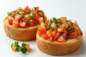 ai generiert Bruschetta Italienisch Essen Fachmann Werbung Essen Fotografie foto