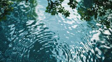 ai generiert heiter Wasser Wellen Teich, See, Fluss Hintergrund foto