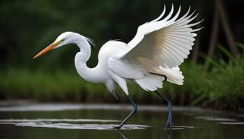 ai generiert großartig Weiß Reiher Vogel Lager Foto, Reiher Vogel Fotografie.Wildtiere Fotografie, foto