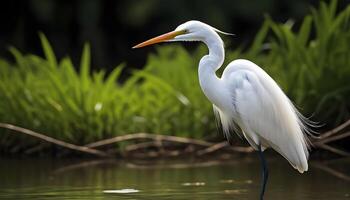 ai generiert großartig Weiß Reiher Vogel Lager Foto, Reiher Vogel Fotografie.Wildtiere Fotografie, foto