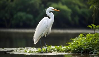 ai generiert großartig Weiß Reiher Vogel Lager Foto, Reiher Vogel Fotografie.Wildtiere Fotografie, foto