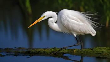 ai generiert großartig Weiß Reiher Vogel Lager Foto, Reiher Vogel Fotografie.Wildtiere Fotografie, foto