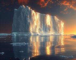 ai generiert Eisberge schwebend im ein Gletscher Lagune foto