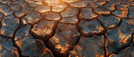 ai generiert geknackt trocken Erde Textur im Wüste foto