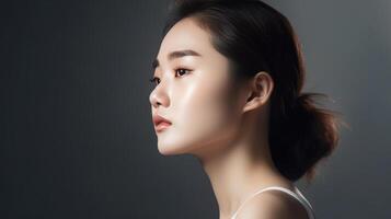 ai generiert Porträt von schön jung asiatisch Frau. Schönheit frisch Haut foto