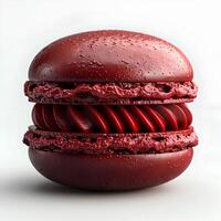 ai generiert rot Macaron isoliert auf Weiß Hintergrund mit Schatten. lecker Macaron Dessert isoliert. rot Macaron wie Snack foto