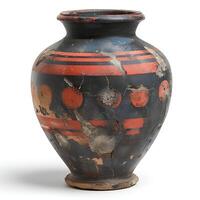 ai generiert uralt griechisch Keramik Vase isoliert auf Weiß Hintergrund mit Schatten. uralt griechisch Vase wie Lager oder Transport Schiff, Amphora foto