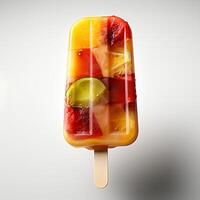 ai generiert Obst Eis am Stiel isoliert auf Weiß Hintergrund mit Schatten foto