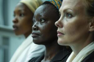 ai generiert International Frauen im Diplomatie vereinigt Nationen Zusammenarbeit Porträt foto