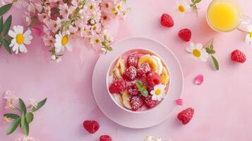 ai generiert lecker Kuchen oben Sicht, Essen Hintergrund, kostenlos Raum foto