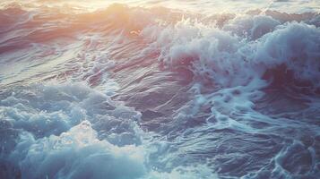 ai generiert Meer Wellen mit Schaum, Meer Landschaft, realistisch Foto