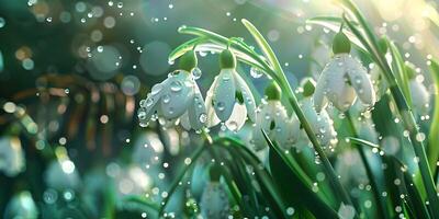 bunt Frühling Hintergrund mit Schneeglöckchen foto