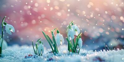 bunt Frühling Hintergrund mit Schneeglöckchen foto