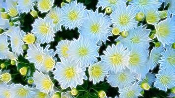 Digital Gemälde Stil Darstellen Weiß und Gelb Blume Blüten im ein Landschaft foto