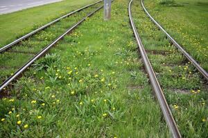 ein Neu Eisenbahn ist Sein gebaut. foto