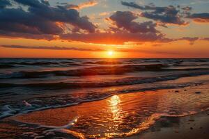 Foto schön Sonnenuntergang auf das Strand Foto wie ein Hintergrund