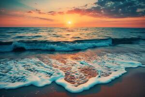 Foto schön Sonnenuntergang auf das Strand Foto wie ein Hintergrund