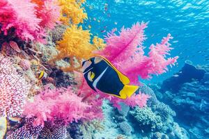 Foto ein Koralle Riff Garten gefüllt mit beschwingt Farbe