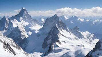 atemberaubend Panorama- Aussicht von Schnee gekappt Berg Spitzen unter ein klar Blau Himmel foto