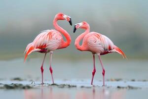 das Verbindung tanzen von Flamingos foto