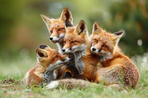 rot Füchse im Familie Spaß foto