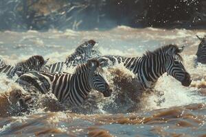 Zebras gegenüber das fließen foto