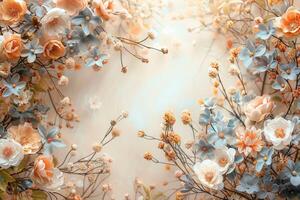 ätherisch Blüten und zart Blumen- Vereinbarungen erstellen ein verträumt und romantisch Atmosphäre foto