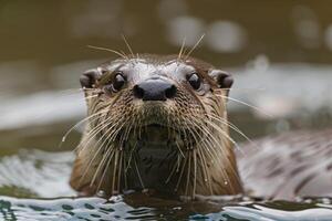 Fluss Otter im das Wasser foto