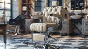 stilvoll Salon Stuhl im schick Friseur Friseur foto