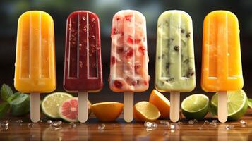 Eis am Stiel Obst Eis Stock Dessert Gemüse auf Sommer- Zeit foto