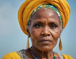 afrikanisch Frau im ethnisch Kleidung. foto