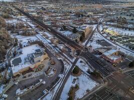 Winter Dämmerung Über Fort Collins, Colorado foto