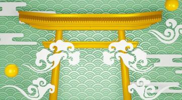 Torii geometrisches Podium japanische Tradition Podium.3D-Rendering foto