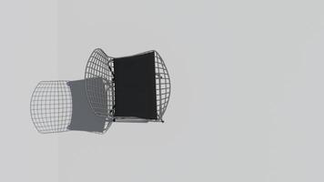 ein Weiß Stuhl mit ein schwarz Kissen sitzt auf ein Weiß Mauer foto