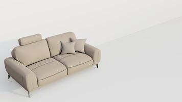 3d Rendern realistisch Sofa mit Schatten im minimalistisch Stil foto