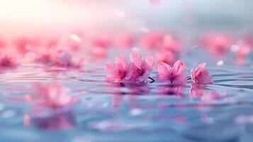 Sakura Geäst und Wasser Tropfen im ein friedlich Frühling foto