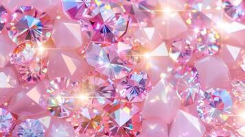 ein Muster mit Pastell- Licht Rosa Farbe Strassstein. Kristalle, Diamanten, funkelnd. generiert durch künstlich Intelligenz. foto