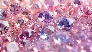 ein Muster mit Pastell- Licht Rosa Farbe Strassstein. Kristalle, Diamanten, funkelnd. generiert durch künstlich Intelligenz. foto