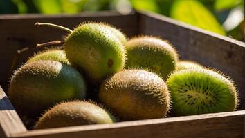 reif Kiwi von das Garten Ernte foto