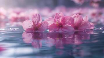 Sakura Geäst und Wasser Tropfen im ein friedlich Frühling foto