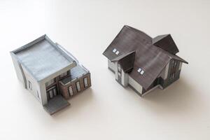 Weiß Papier Miniatur Haus Layout foto