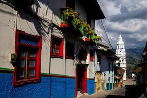 Aussicht von das schön Erbe Stadt, Dorf von salami gelegen beim das Abteilung von caldas im Kolumbien foto