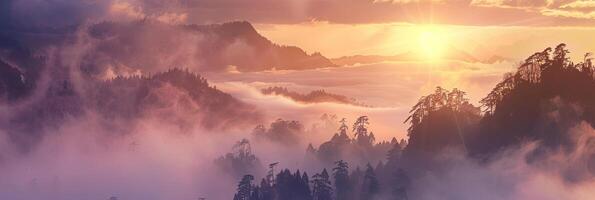 Berg Nebel Landschaft Aussicht foto