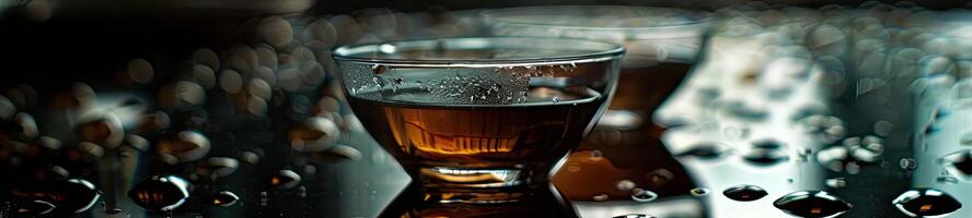 Kaffee im Glas Tasse auf nass Oberfläche foto