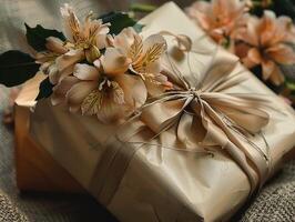 Geschenke und Blumen Feier foto