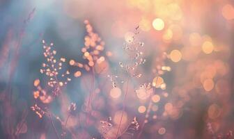 Sanft Pastell- Bokeh Beleuchtung mischen zusammen im ein still Szene, wild Blumen foto