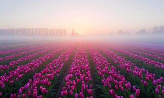 Tulpe Feld beim Sonnenaufgang, Tulpe Hintergrund foto