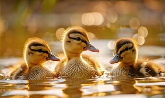 Entenküken Schwimmen im ein Teich, schließen oben Aussicht foto