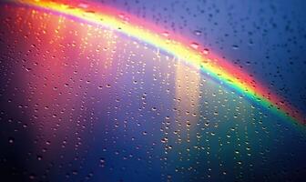 bunt Regenbogen nach Frühling Regen, Regenbogen auf dunkel wolkig Himmel foto