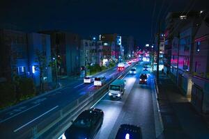 ein Nacht der Verkehr Marmelade beim das Innenstadt Straße im Tokyo breit Schuss foto